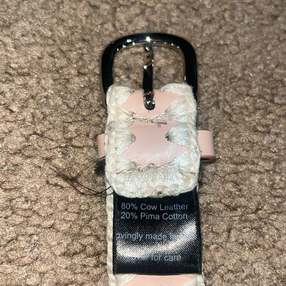 Rachel Comey Thin Crochet Estate Belt Leather Silver Blush XS‎ - Picture 11 of 11